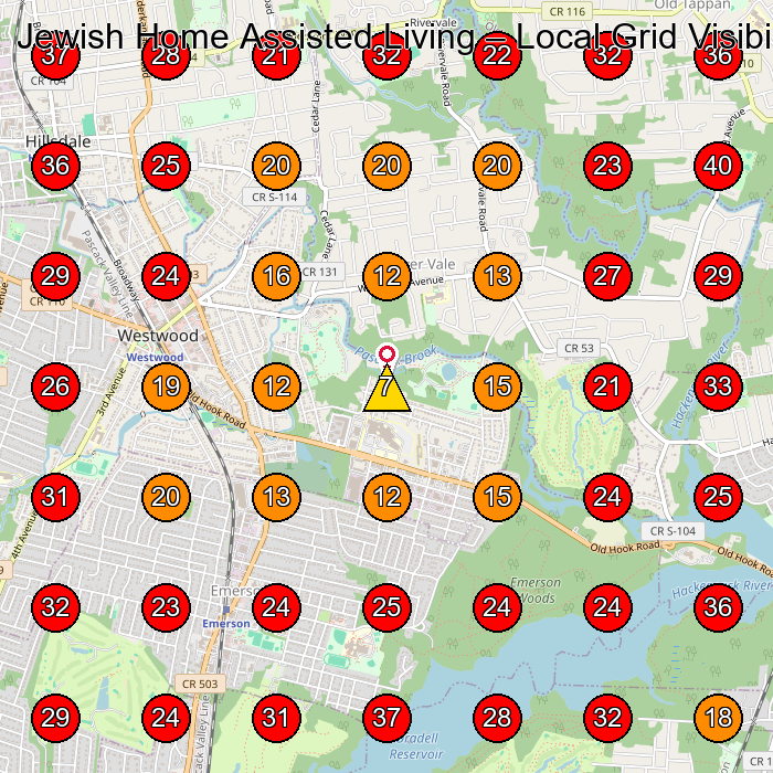 Jewish Home Assisted Living GeoGrid visibility map for Assisted Living Facility in Tenafly